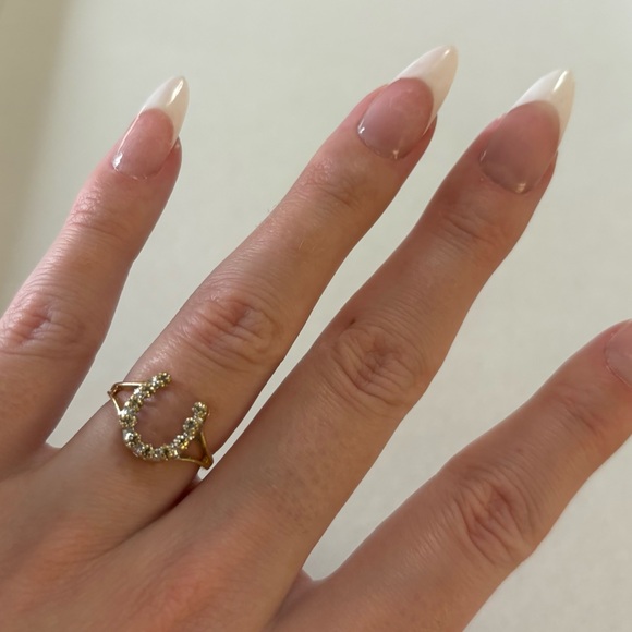 Vintage JRR 14K Solid Gold Genuine Diamond Horseshoe Ring Two-Tone Gold Size 4.5 - Picture 10 of 12